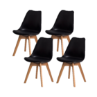 Kit Com 4 Cadeiras Leda Preta - Charles Eames Com Almofada