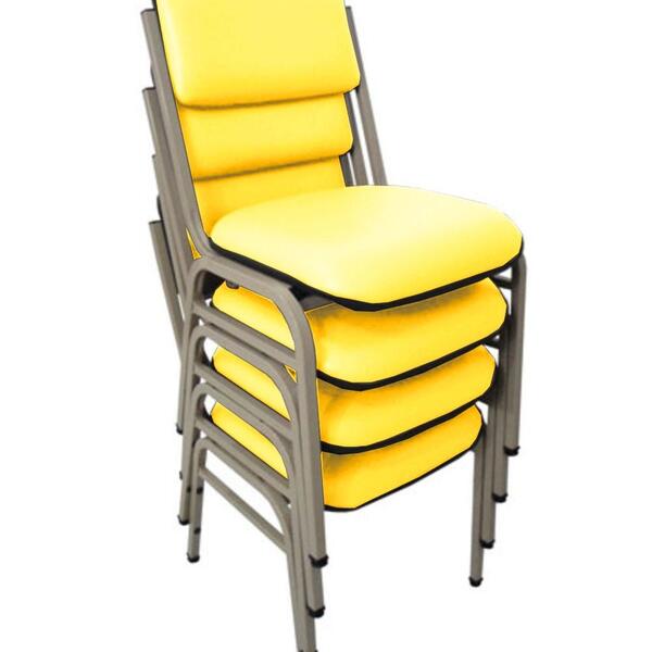Kit Com 4 Cadeiras Para Auditórios Linha Hotel Smart Amarelo