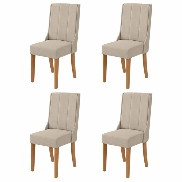 Kit Com 4 Cadeiras Para Sala De Jantar Celina Amêndoa/creme