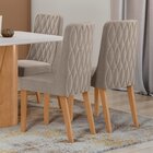 Kit Com 4 Cadeiras Para Sala De Jantar Estofadas Luar Amendoa