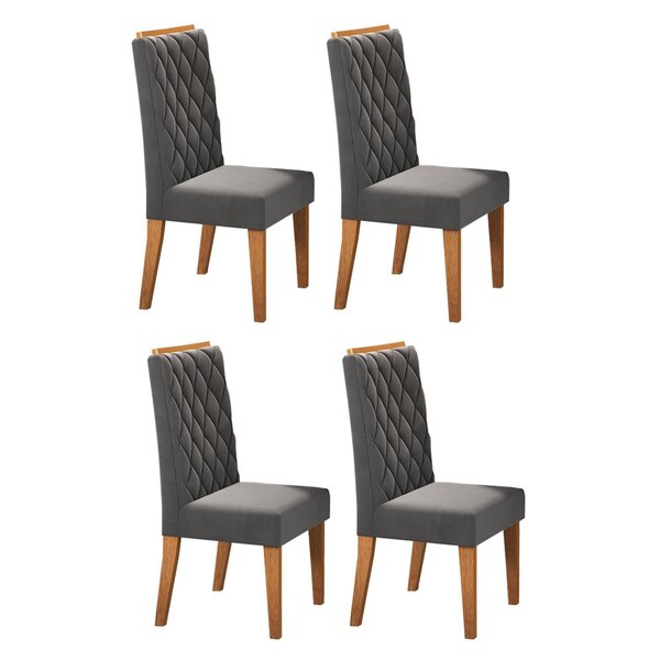Kit Com 4 Cadeiras Para Sala De Jantar Mdp/mdf Dyniz Veludo G
