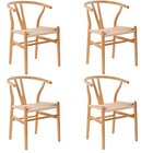 Kit Com 4 Cadeiras Para Sala De Jantar Wishbone Madeira Maciç