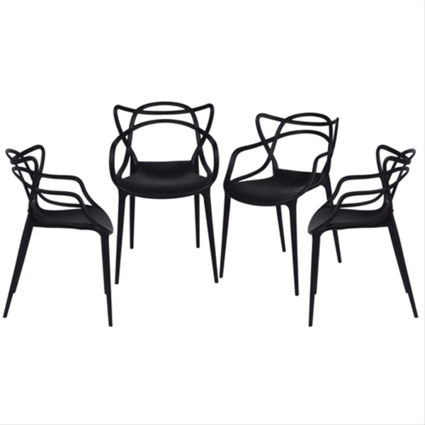 Kit Com 4 Cadeiras Solna De Polipropileno Preta - Or Design