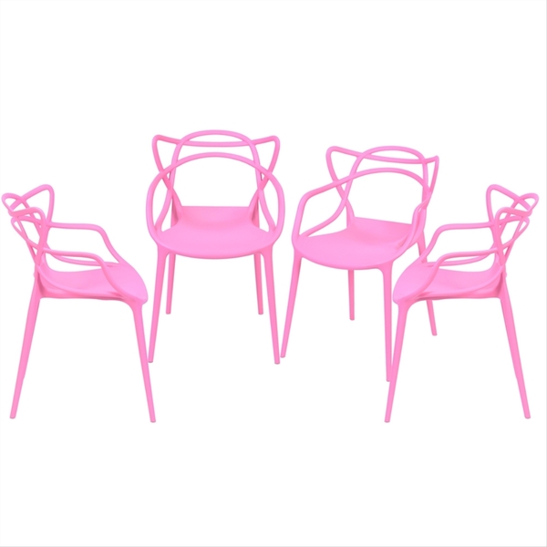 Kit Com 4 Cadeiras Solna De Polipropileno Rosa - Or Design