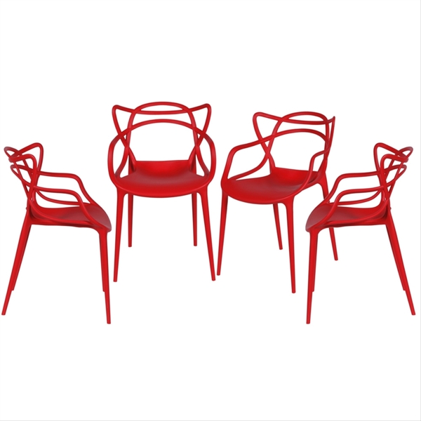 Kit Com 4 Cadeiras Solna De Polipropileno Vermelha - Or Design