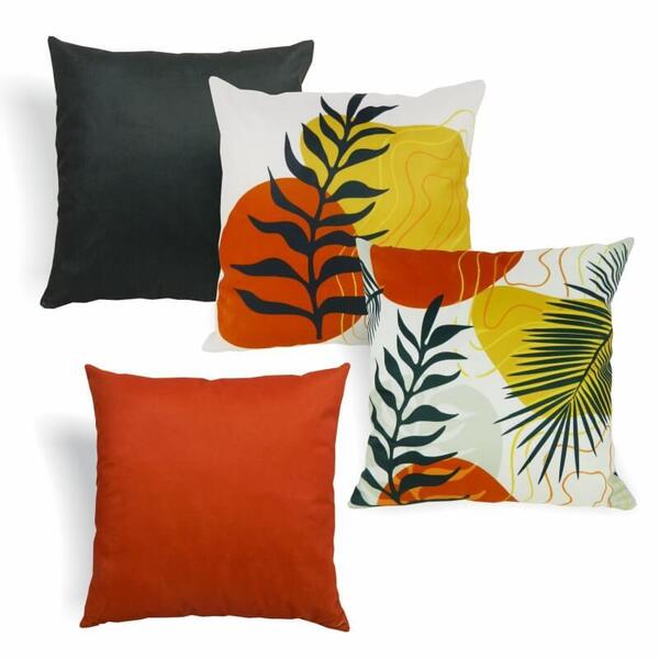 Kit Com 4 Capas De Almofada Prado 44x44cm Preto E Vermelho