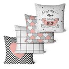 Kit Com 4 Capas Para Almofadas Decorativas Aqui Tem Amor