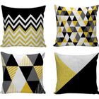 Kit Com 4 Capas Para Almofadas Decorativas De Sofá Cinza/amar