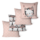 Kit Com 4 Capas Para Almofadas Infantil My Cat
