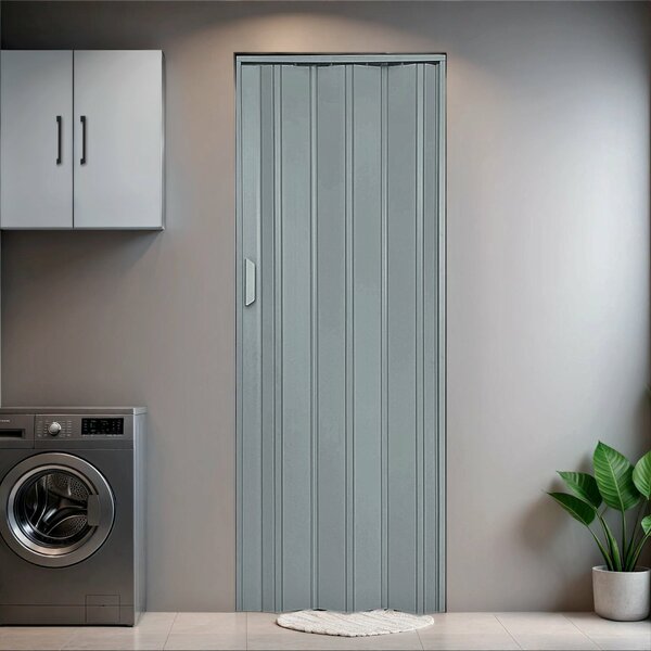 Kit Com 4 Portas Sanfonada De Pvc 210x105cm Bariri Cinza Gran