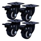 Kit Com 4 Rodízio Giratório Black Móveis 41mm Placa 30kg Com