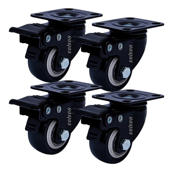 Kit Com 4 Rodízio Giratório Black Móveis 41mm Placa 30kg Com