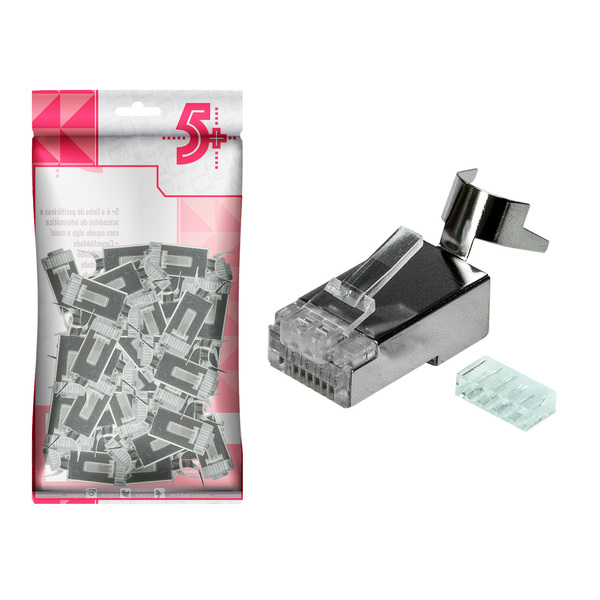 Kit Com 50 Unidades Plug Conector Rede Cat7 De Passagem