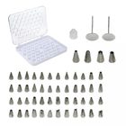 Kit com 52 Bicos de Confeitar em Inox com 01 Acoplador, 02 Ba