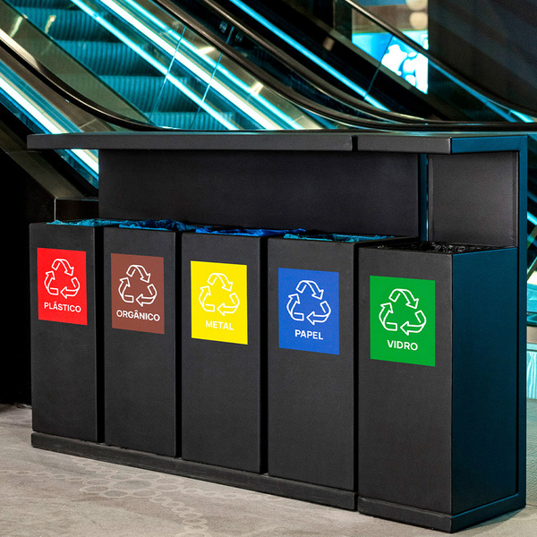 Kit com 5 Adesivos para Sinalização de Lixeiras com Coleta Seletiva Médio