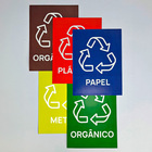 Kit com 5 Adesivos para Sinalização de Lixeiras com Coleta Seletiva Médio