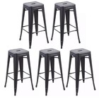 Kit Com 5 Banqueta Tolix Iron Design Industrial Preto Fosco 7