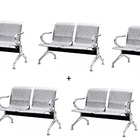 Kit Com 5 Cadeiras Longarina Aeroporto Cromada 2 Lugares