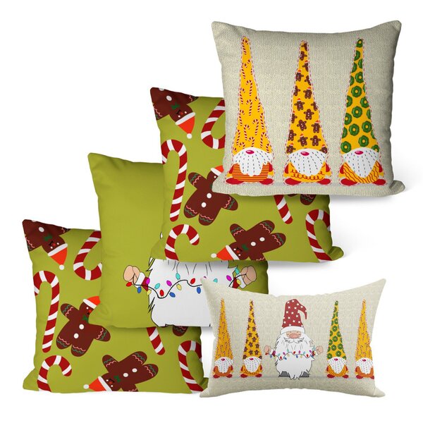 Kit Com 5 Capas Para Almofadas Decorativas Natal Dos Anões