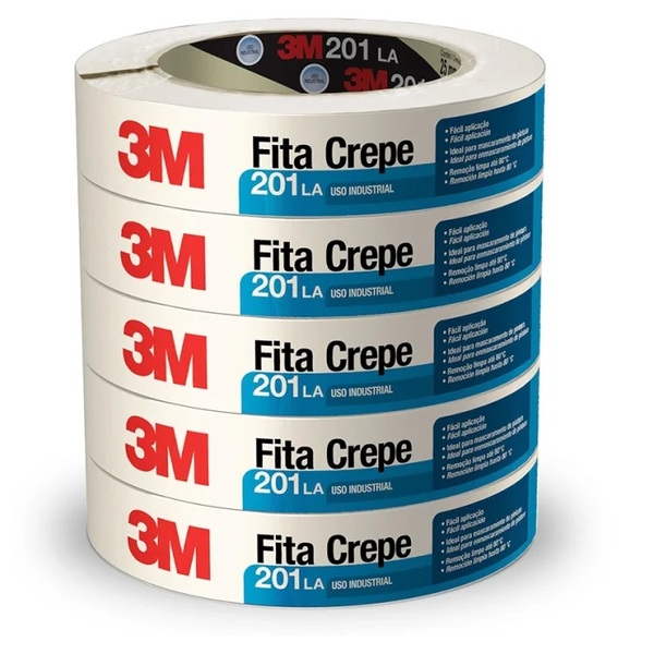 Kit Com 5 Fita Crepe Industrial 24mm X 50m 201la 3m