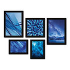 Kit Com 5 Quadros Decorativos - Azul Paisagem Urbano Tinta -