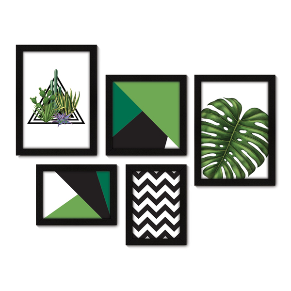 Kit Com 5 Quadros Decorativos Cacto Chevron Costela De Adao 022kq01p Leroy Merlin