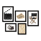 Kit Com 5 Quadros Decorativos - Cinema - Filmes - Movie - Sal