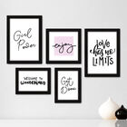 Kit Com 5 Quadros Decorativos - Frase Girl Power Mulher - 025
