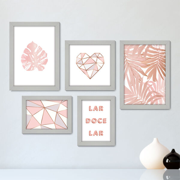 Kit Com 5 Quadros Decorativos Frase Lar Doce Lar 002kq01b Leroy Merlin