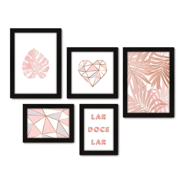 Kit Com 5 Quadros Decorativos Frase Lar Doce Lar 002kq01p Leroy Merlin