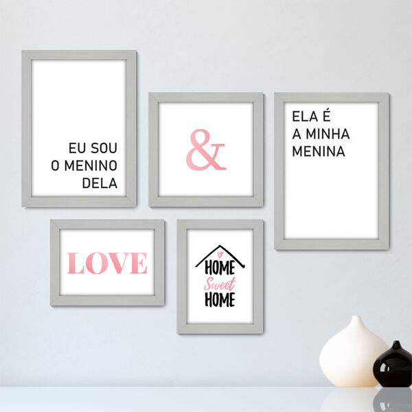 Kit Com 5 Quadros Decorativos Frase Meu Menino Minha Menina 016kq01b Leroy Merlin