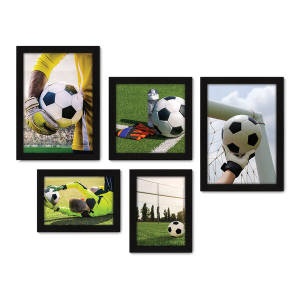 Kit Com 5 Quadros Decorativos - Futebol - Goleiro - Juvenil -