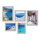 Kit Com 5 Quadros Decorativos - Grécia - Mykonos - Santorini