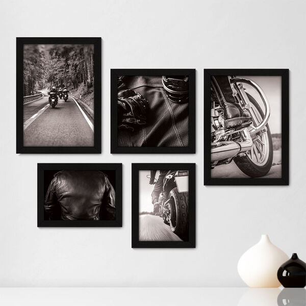 kit com 5 quadros decorativos moto biker motoqueiro 045kq01p leroy merlin