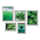 Kit Com 5 Quadros Decorativos - Paisagem Natureza Verde Folha