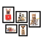 Kit Com 5 Quadros Decorativos - Pet Shop - Gatos - Cachorros