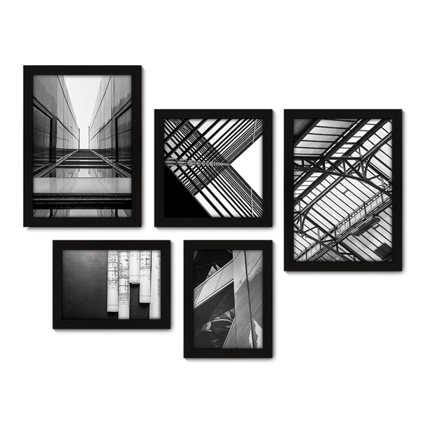 Kit Com 5 Quadros Decorativos Urbano Arquitetura Projeto 036kq01p Leroy Merlin