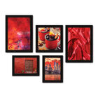 Kit Com 5 Quadros Decorativos - Vermelho Paisagem Espaço Ny -