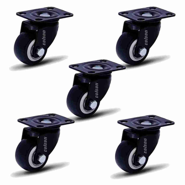 Kit Com 5 Rodízio Linha Black Placa 2" 50mm 50kg Preto - Cols