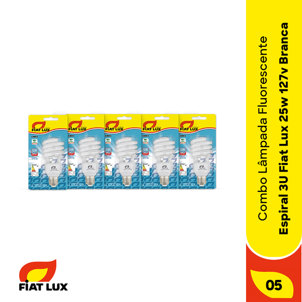 Kit com 5 unidades de Lâmpada Fluorescente Espiral 3u Fiat Lu