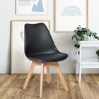 Kit Com 6 Cadeira Leda Preta - Charles Eames Wood Com Almofada