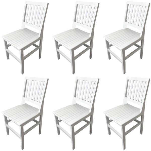 Kit com 6 Cadeiras de Madeira Maciça Branco