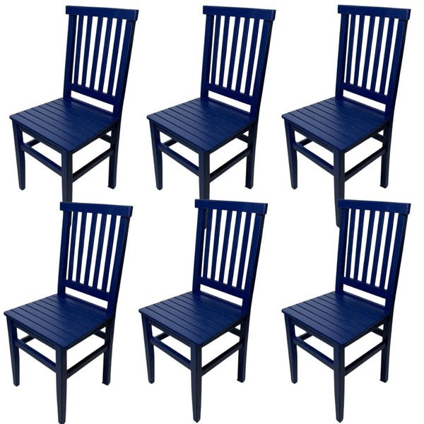 Kit com 6 Cadeiras de Madeira Mineira Azul