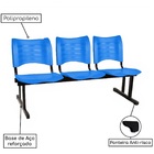 Kit Com 6 Cadeiras Longarina Plástica 03 Lugares Cor Azul Mas