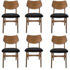 Kit Com 6 Cadeiras Madeira Maciça E Pvc Edna Nogueira/preto