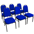 Kit Com 6 Cadeiras Para Auditórios Linha Hotel Azul