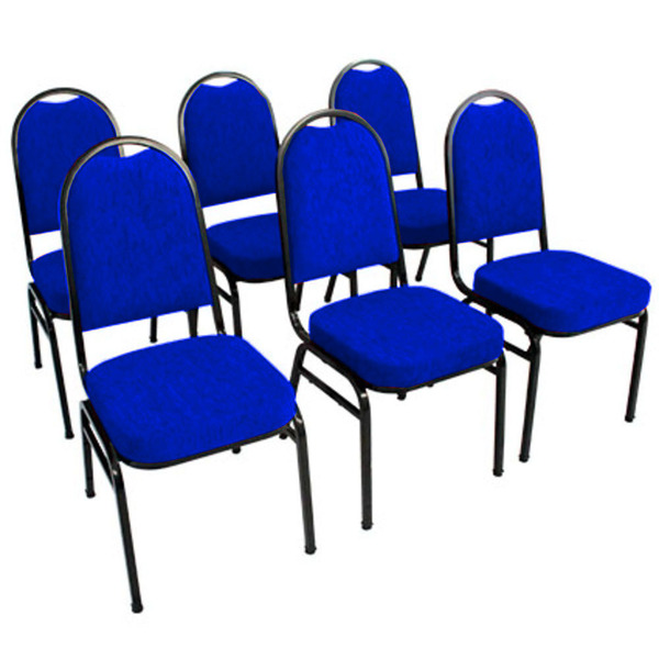Kit Com 6 Cadeiras Para Auditórios Linha Hotel Azul