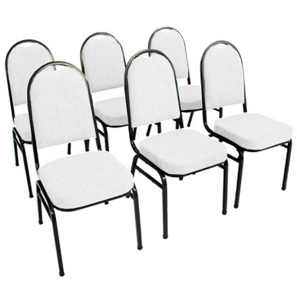 Kit Com 6 Cadeiras Para Auditórios Linha Hotel Branco