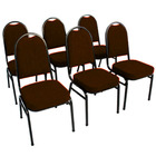 Kit Com 6 Cadeiras Para Auditórios Linha Hotel Marrom