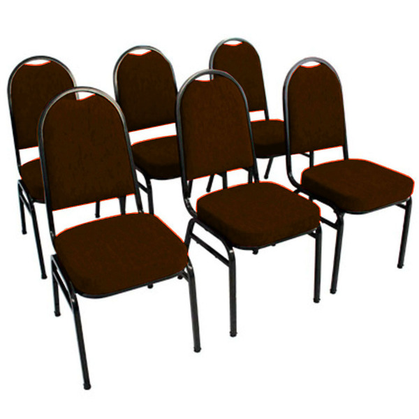Kit Com 6 Cadeiras Para Auditórios Linha Hotel Marrom